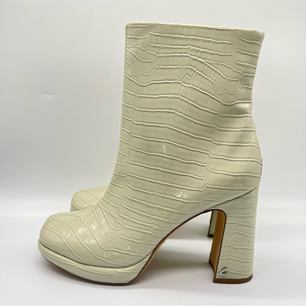 Circus Sam Edelman Size 11 Light Green Sage‎ Croc Embossed Platform Ankle Boots - Picture 5 of 15
